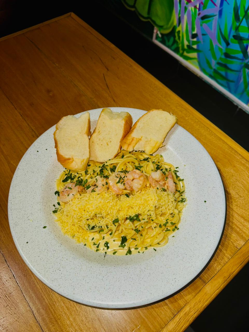 Spaghetti con camarónes