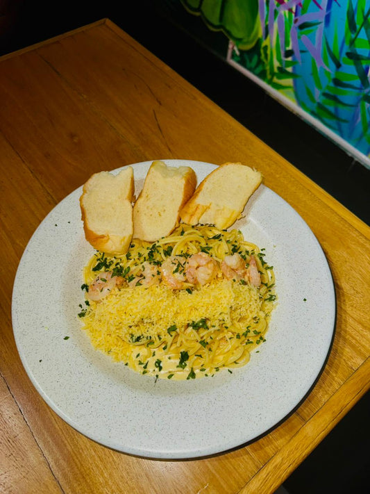 Spaghetti con camarónes